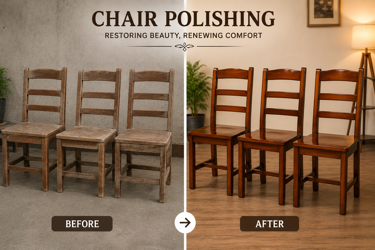Wooden Chair Polishing Before and After